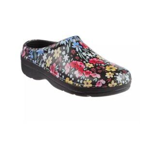 Totes Floral Black gardening clogs